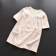 七分袖0-3岁女童宝宝，日本千趣连衣裙短袖纯棉，夏季婴儿条纹裙子