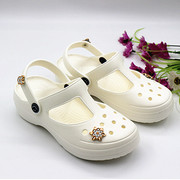夏季花园鞋轻便防滑洞洞鞋一体可爱白色护士鞋厚底EVA沙滩鞋