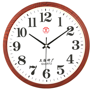 上海钟厂静音挂钟现代简约大字体老人用挂表客厅卧室石英钟表