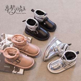 儿童雪地靴2022冬季女童防水防滑大棉鞋男童加绒加厚小童鞋子