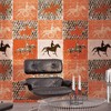 异域风格墙布壁布卧室骑马马术网红橙色拼色现代简约轻奢墙纸壁纸