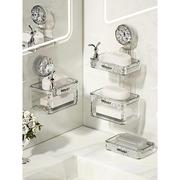 淋浴房肥皂盒吸盘挂壁式沥水置物架，家用免打孔海绵，擦架子双层香