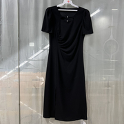 瑞24x160商场专卖2024夏时尚(夏时尚，)品质女装收腰显瘦法式优雅纯色连衣裙