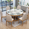 大理石餐桌椅组合现代简约大小户型餐厅实木一桌6椅圆形1.5米饭桌