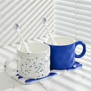 克莱因蓝情侣漱口杯套装家用浴室牙刷杯卫生间创意陶瓷洗漱杯一对