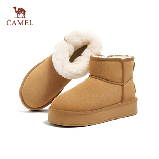 骆驼女鞋「小暖炉」时尚，简约反绒加绒加厚保暖厚底增高雪地靴棉鞋