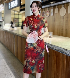 妈妈旗袍老年2024年春款日常可穿复古老上海民国风中长款大码