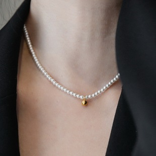 不掉色~进口奥地利水晶珍珠小金球，项链女锁骨链，颈链2023年夏礼物(夏礼物)