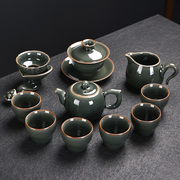 高档哥窑茶具套装开片可养陶瓷家用办公室会客功夫茶壶盖碗泡茶器