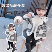 女宝宝春装外套2024韩版女童洋气冬季上衣小童加绒加厚儿童装