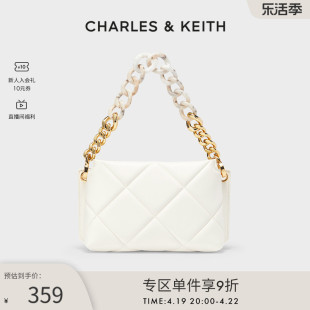 charles&keith春夏女包，ck2-20671366中号女士菱格链条手提单肩包