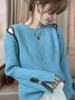 韩版小众设计感别致镂空撞色圆领针织衫，女2023气质套头毛衣潮