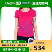 香港直发ARMANI阿玛尼女士玫红色圆领印花T恤3HTT21TJ12Z1401