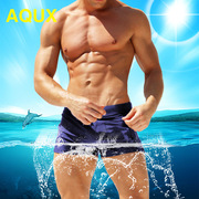 AQUX士平角泳裤前面竖条拉链口袋时尚沙滩外贸泳裤梵佐