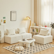 布艺沙发小户型豆腐块沙发客厅，简约现代组合科技布奶油(布奶油)风直排沙发