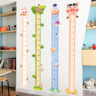 儿童身高墙贴宝宝量，身高贴纸标尺测量仪可移除自粘小孩房装饰卡通