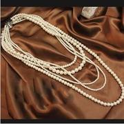 珍珠项链女韩版时尚欧美复古饰品多层长款项链，装饰毛衣链女配饰品