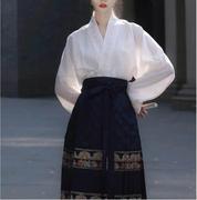 新中式国风马面裙两件套装广袖流仙惊鸿裙十二破裙改良汉服连衣裙