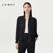 lancy朗姿女装2023夏季真丝，宽松短外套，女雪纺薄夹克长袖上衣