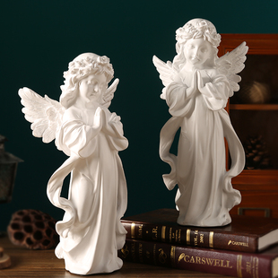 小天使女孩摆件复古欧式石膏雕塑，雕像法式婚礼装饰品桌面艺术摆设