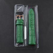 盒装竹节纹真皮手表带链配件绿色蓝色粉紫色小方糖表小红表代用