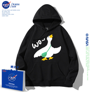 NASA联名鸭子连帽卫衣女2024秋季潮流韩版宽松休闲情侣外套潮