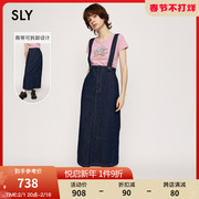 刘亦菲同款SLY23冬季复古牛仔背带半身裙女030GAY11-5610