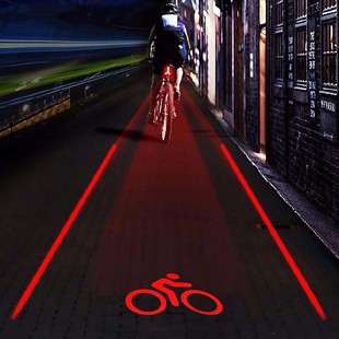 自行车激光尾灯投影logo平行线，激光镭射尾灯，山地车骑行警示灯
