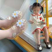 夏季儿童塑料水晶凉鞋女孩女童塑胶，包头果冻鞋小童小孩透明洞洞鞋