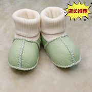 羊皮毛一体婴儿学步鞋秋冬袜鞋0-12个月男女宝宝加厚软底不掉步鞋