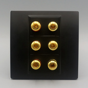 黑色六头音响面板86型三位6头音箱线5.1环绕式音频多媒体面板插座