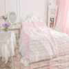 韩国lolita超级豪华重工粉色白色少女心公主风蕾丝真丝床上四件套