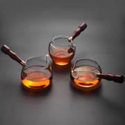 加厚高硼硅耐热玻璃茶具公道杯茶海花梨木柄侧把公杯茶漏滤分茶器