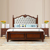 美式实木床主卧复古雕花双人床现代简约真皮软包高箱储物轻奢婚床