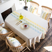 椭长圆形桌布餐桌布家用布艺棉麻中式简约现代可伸缩折叠桌椭圆布