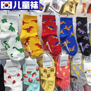 韩国2022小孩袜子东大门卡通，动漫恐龙儿童棉袜男女学生中筒袜