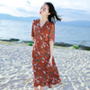夏季女装修身显瘦系带中长裙雪纺连衣裙泰国普吉岛海边度假沙滩裙