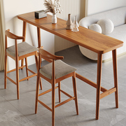 实木吧台桌家用小户型客厅吧台式餐桌靠墙高脚桌椅组合简约长条桌