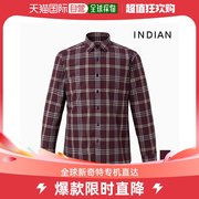 韩国直邮Indian 衬衫 短CLUB/印第安蓝色 红色 装饰 中格子 长袖