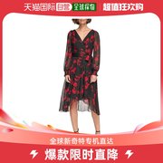 香港直邮潮奢 Dkny 女士长款膨起袖裹裙式连衣裙