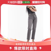 香港直邮潮奢topshop女士，中腰直筒原版，下摆牛仔裤(灰色)