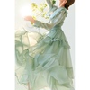 美妃绿色长款法式裙子仙，女超仙森系半身裙女春夏，设计感小众