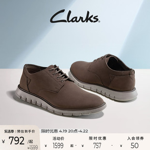 clarks其乐崔克弗莱系列男鞋，复古时尚简约轻便舒适系带休闲皮鞋男
