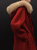 大狐狸毛领红色毛呢，外套女冬2023气质，宽松保暖羊毛双面呢大衣