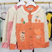 清韩版童装女童春款卡通针织圆领，毛衣儿童单排扣开衫宝宝休闲外套