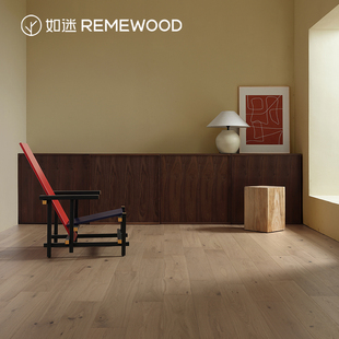remewood橡木原木色，多层实木复合木地板自然，结疤环保enf地暖家用