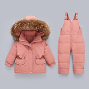 宝宝羽绒服套装2023男童，加厚外套冬韩版女童婴幼儿洋气两件套