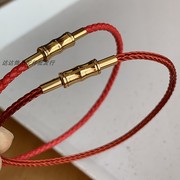 2mm竹节扣手绳编织皮绳防水钢丝绳手链转运珠饰品配件红绳节节高