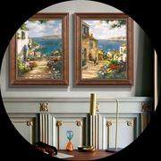 美式装饰画餐厅壁画客厅沙发，背景墙油画饭厅两联，竖版复古欧式挂画