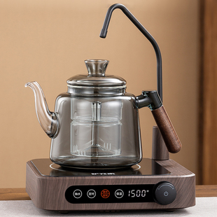 兴梵2023胡桃木玻璃煮茶器，大功率自动上水电，陶炉煮茶炉养生壶